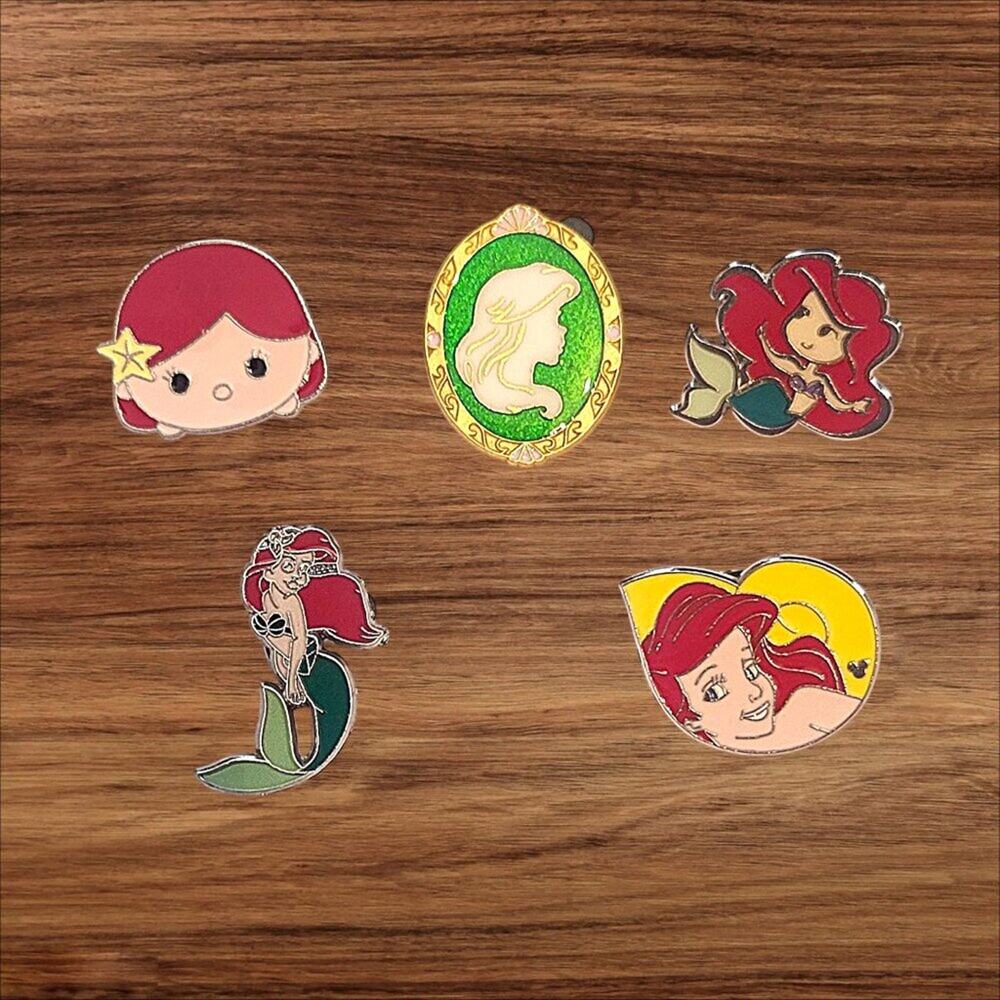 5 Little Mermaid Disney Parks Trading Pins, Plus 2 Bonus Pins
